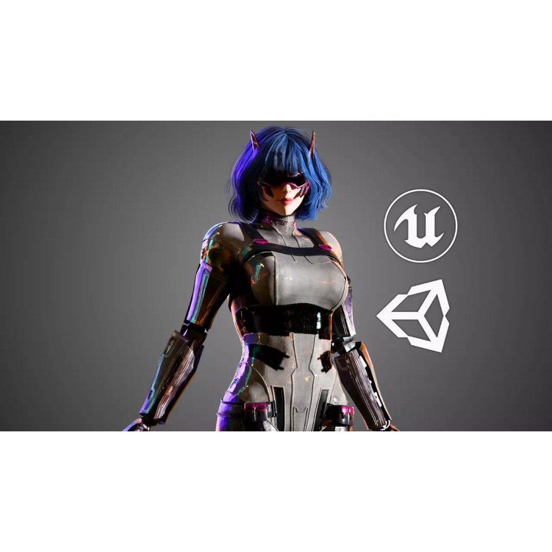 Sci-Fi Girl 3D Model – Low-Poly Game-Ready Character, FBX - View 2