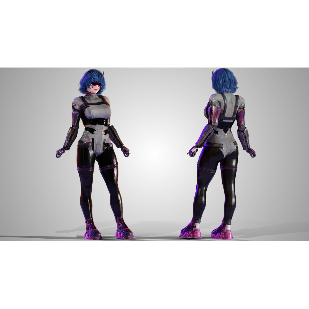 Sci-Fi Girl 3D Model – Low-Poly Game-Ready Character, FBX - View 4