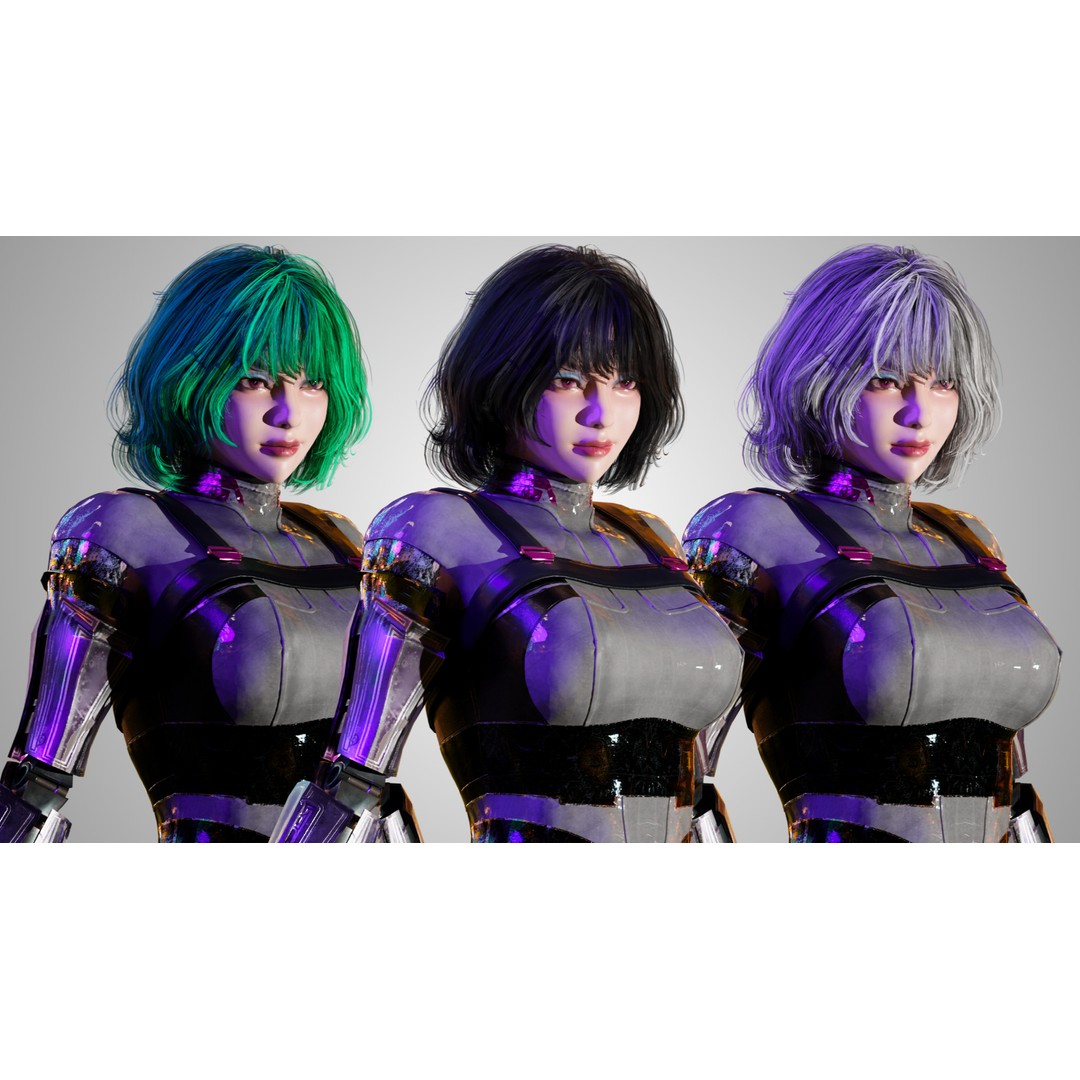 Sci-Fi Girl 3D Model – Low-Poly Game-Ready Character, FBX - View 7