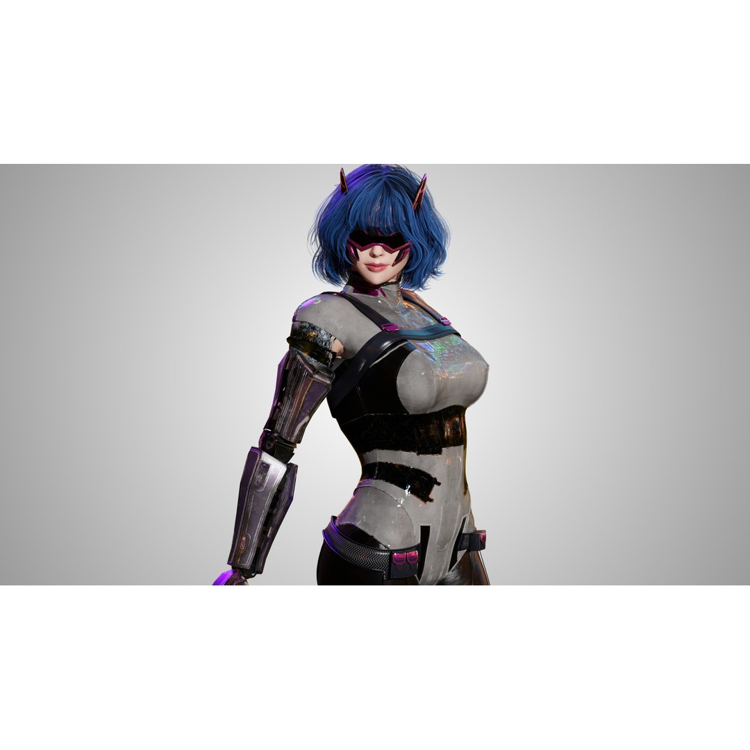 Sci-Fi Girl 3D Model – Low-Poly Game-Ready Character, FBX - View 9