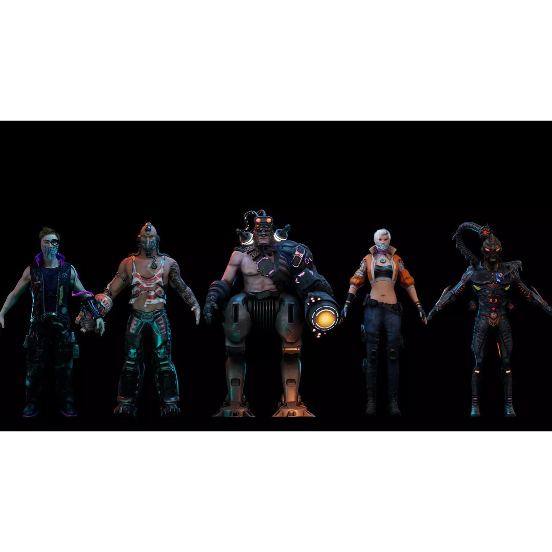 Cyberpunk Characters 3D Model – Rigged Sci-Fi Game Asset, FBX - View 2