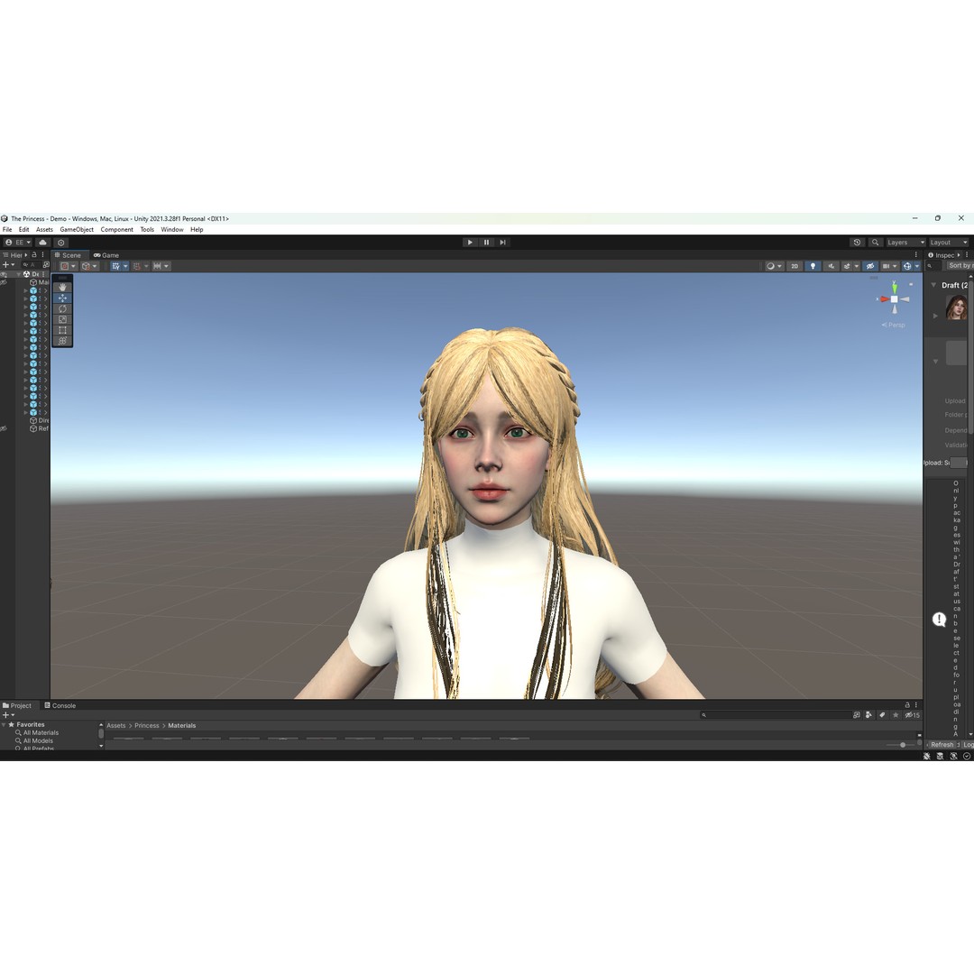 Princess 3D Model – Low Poly Rigged Character for Unity & Unreal