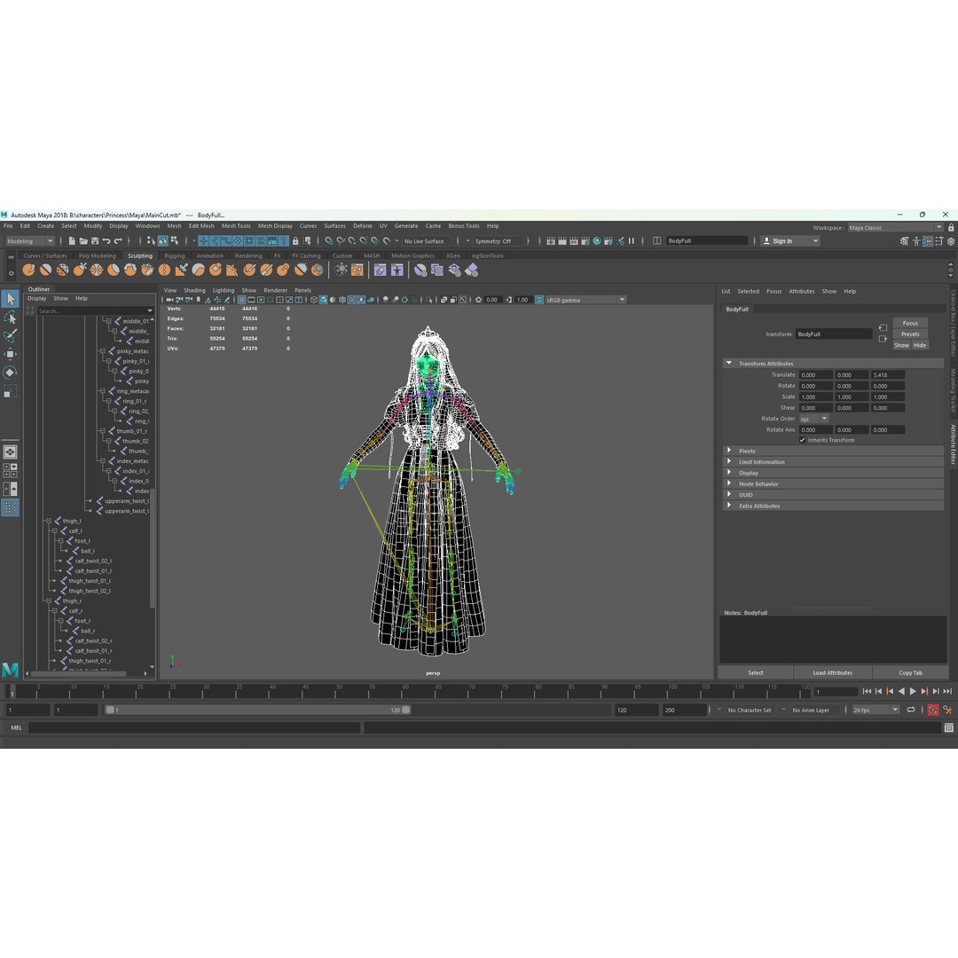 Princess 3D Model – Low Poly Rigged Character for Unity & Unreal - View 11
