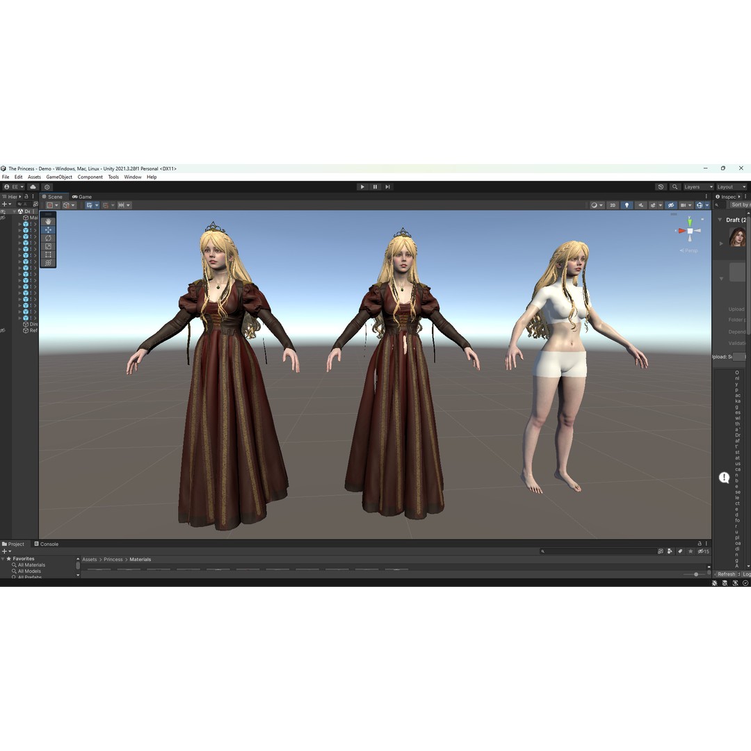 Princess 3D Model – Low Poly Rigged Character for Unity & Unreal - View 12