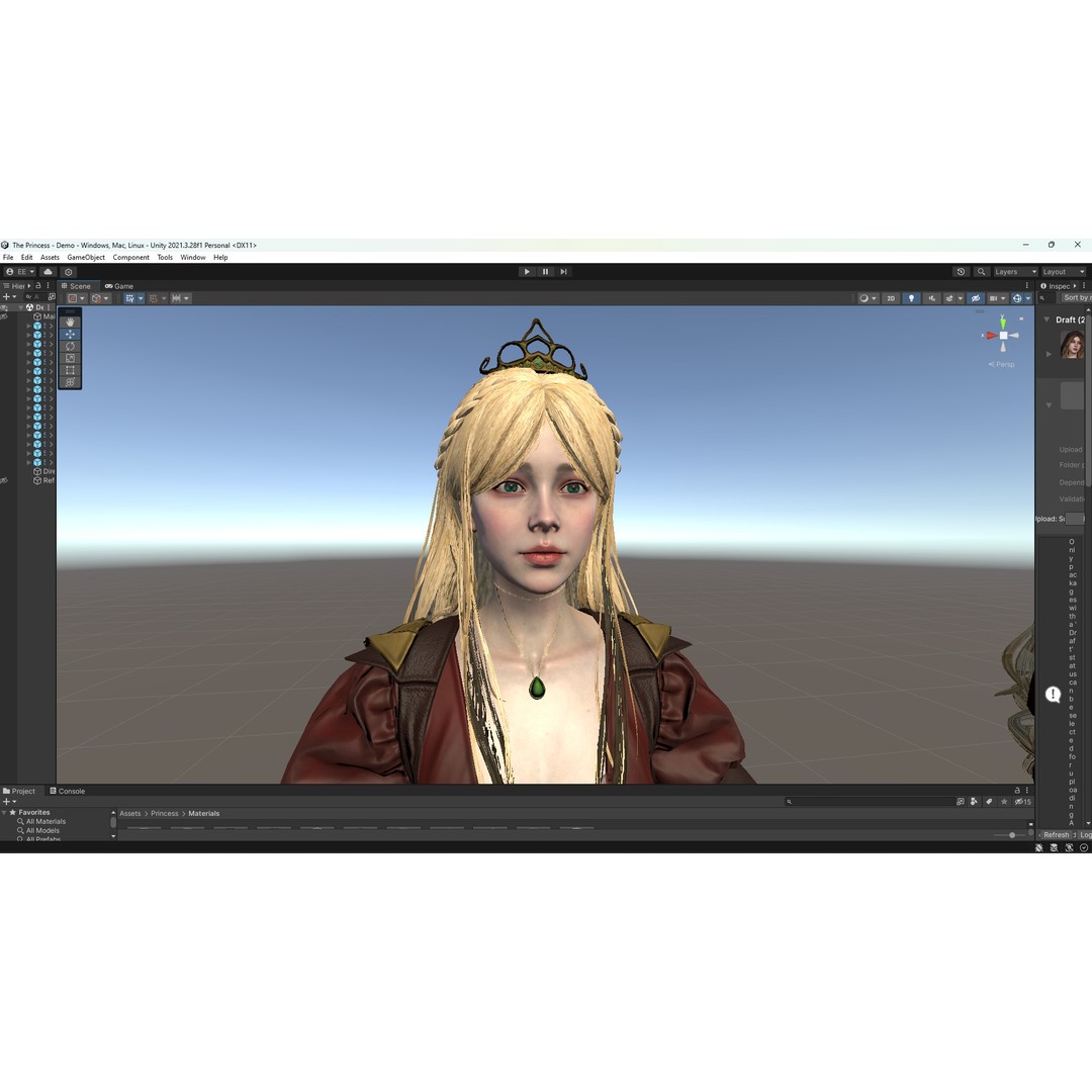 Princess 3D Model – Low Poly Rigged Character for Unity & Unreal - View 13