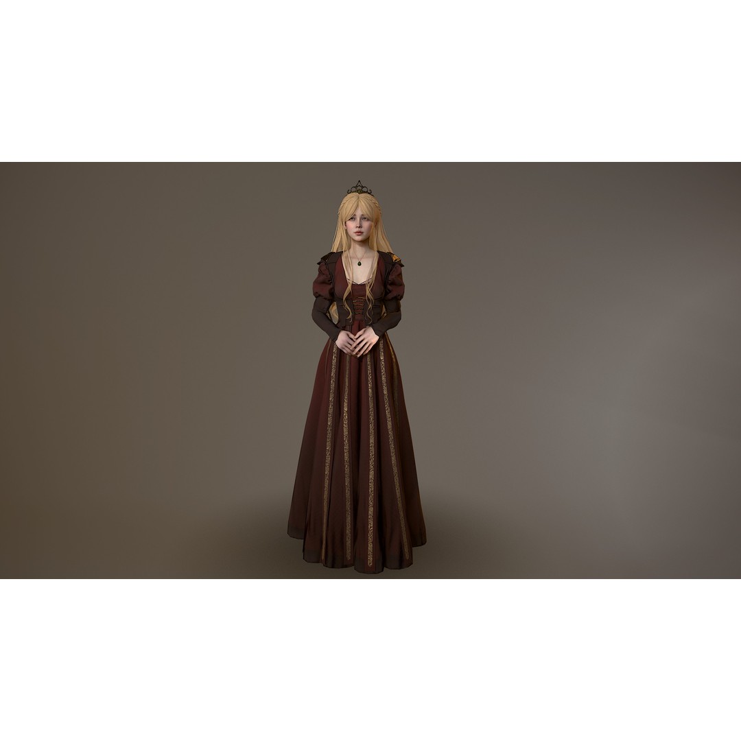 Princess 3D Model – Low Poly Rigged Character for Unity & Unreal - View 3