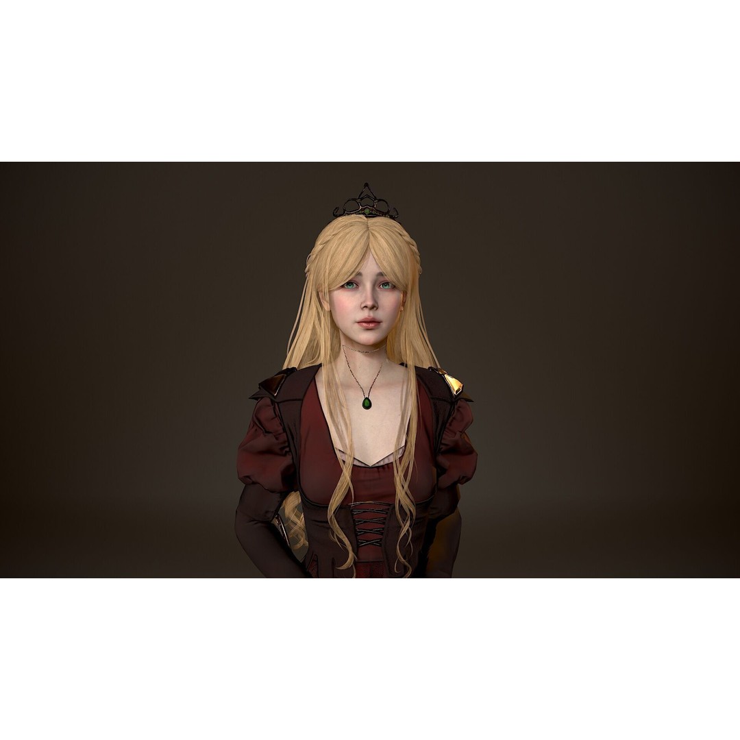 Princess 3D Model – Low Poly Rigged Character for Unity & Unreal - View 6