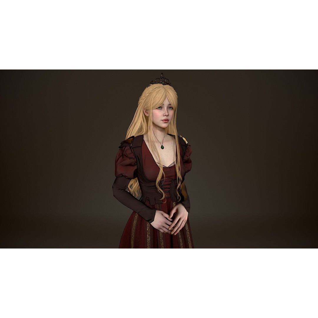 Princess 3D Model – Low Poly Rigged Character for Unity & Unreal - View 8