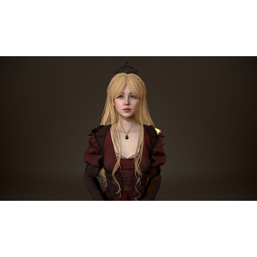 Princess 3D Model – Low Poly Rigged Character for Unity & Unreal - View 9