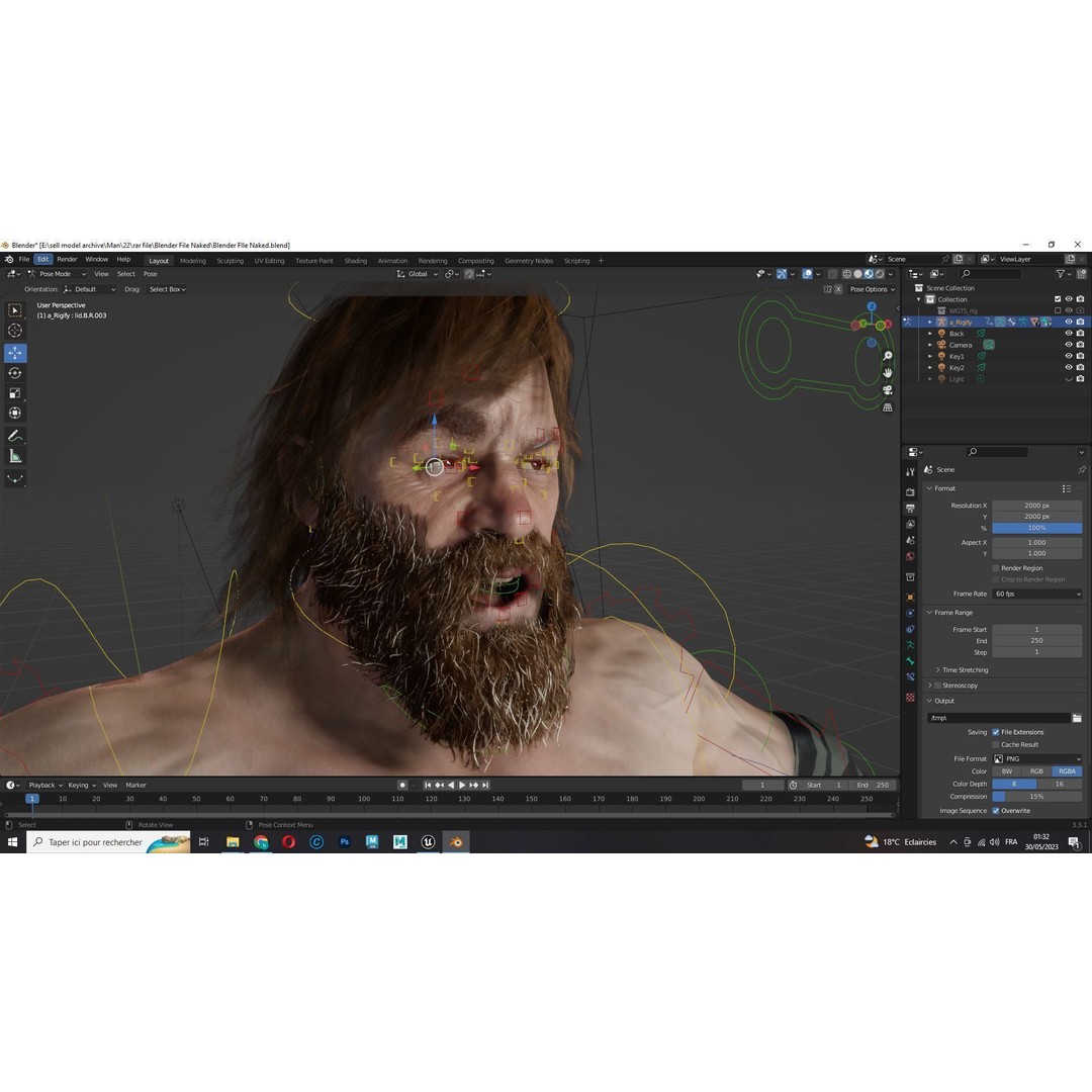 Viking Warrior 3D Model – Low Poly Rigged Character with PBR Textures - View 15