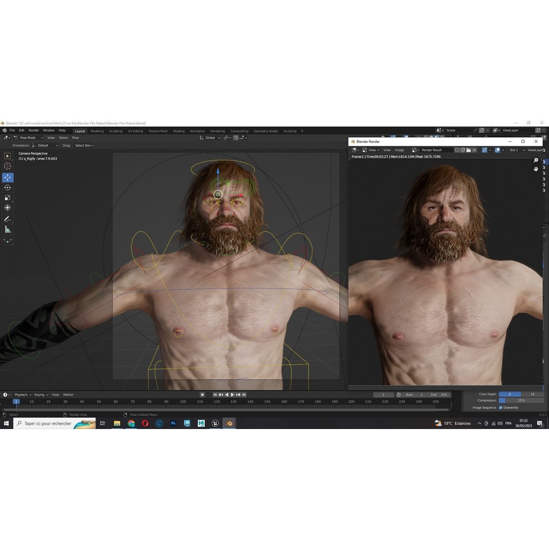 Viking Warrior 3D Model – Low Poly Rigged Character with PBR Textures - View 16