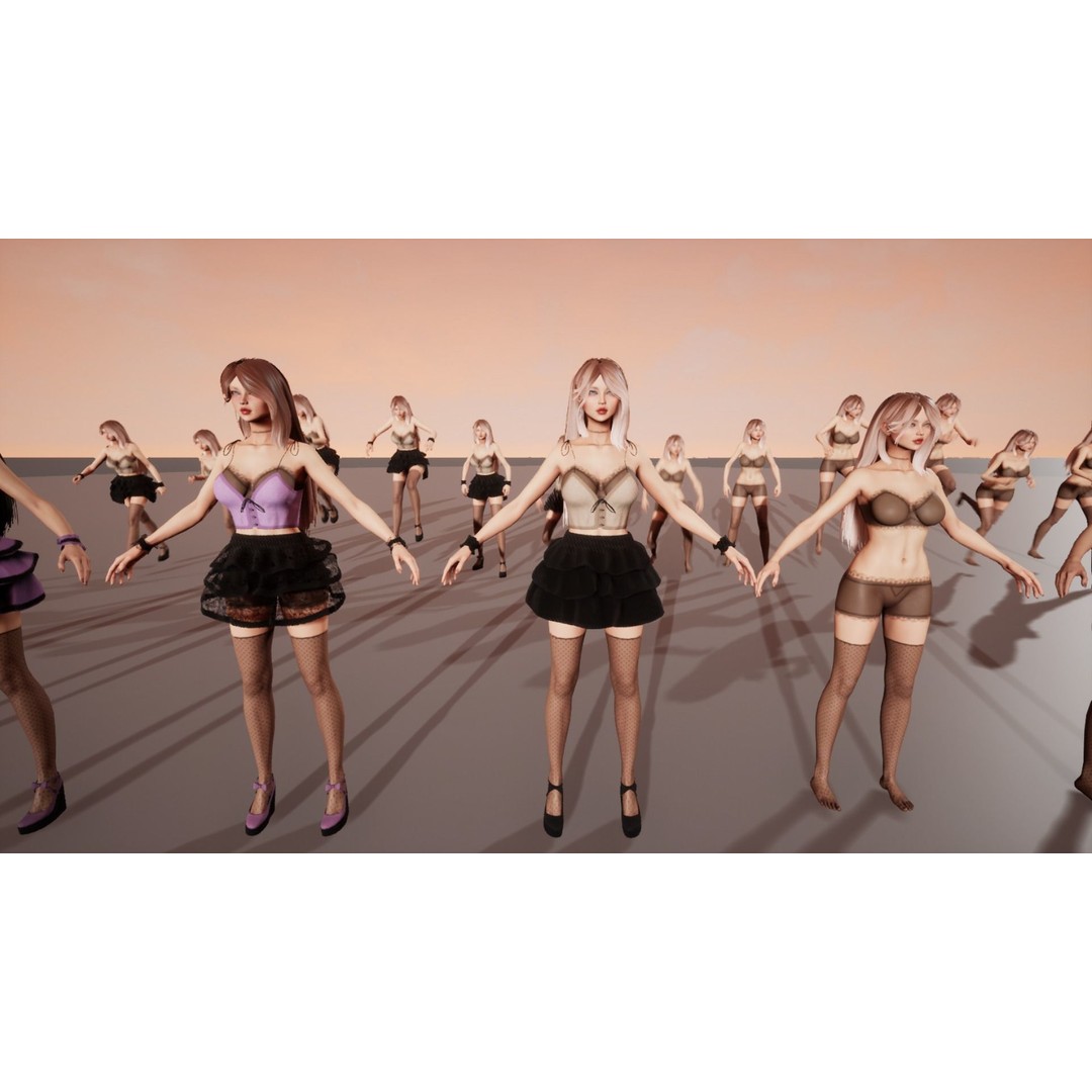 Party Girl Sophia 3D Model – Low Poly Rigged Character for Games
