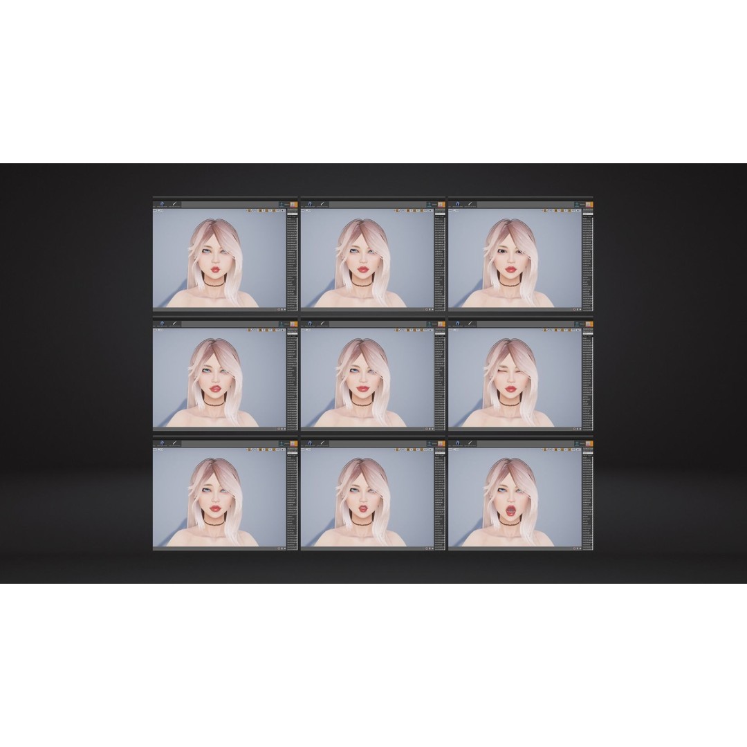 Party Girl Sophia 3D Model – Low Poly Rigged Character for Games - View 10