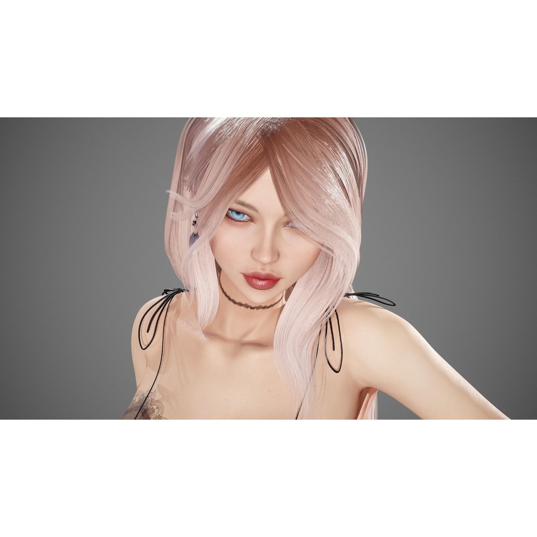 Party Girl Sophia 3D Model – Low Poly Rigged Character for Games - View 15