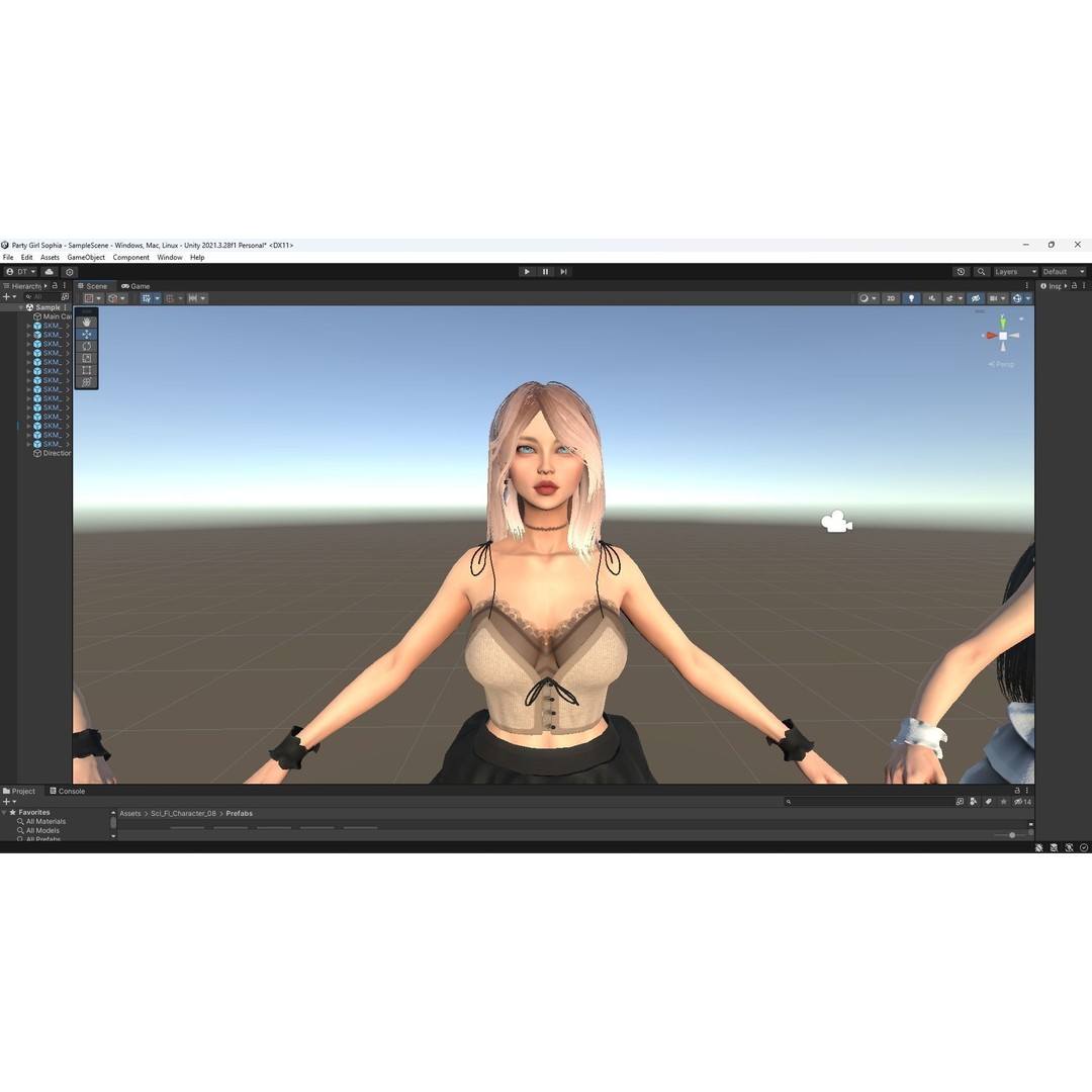 Party Girl Sophia 3D Model – Low Poly Rigged Character for Games - View 19