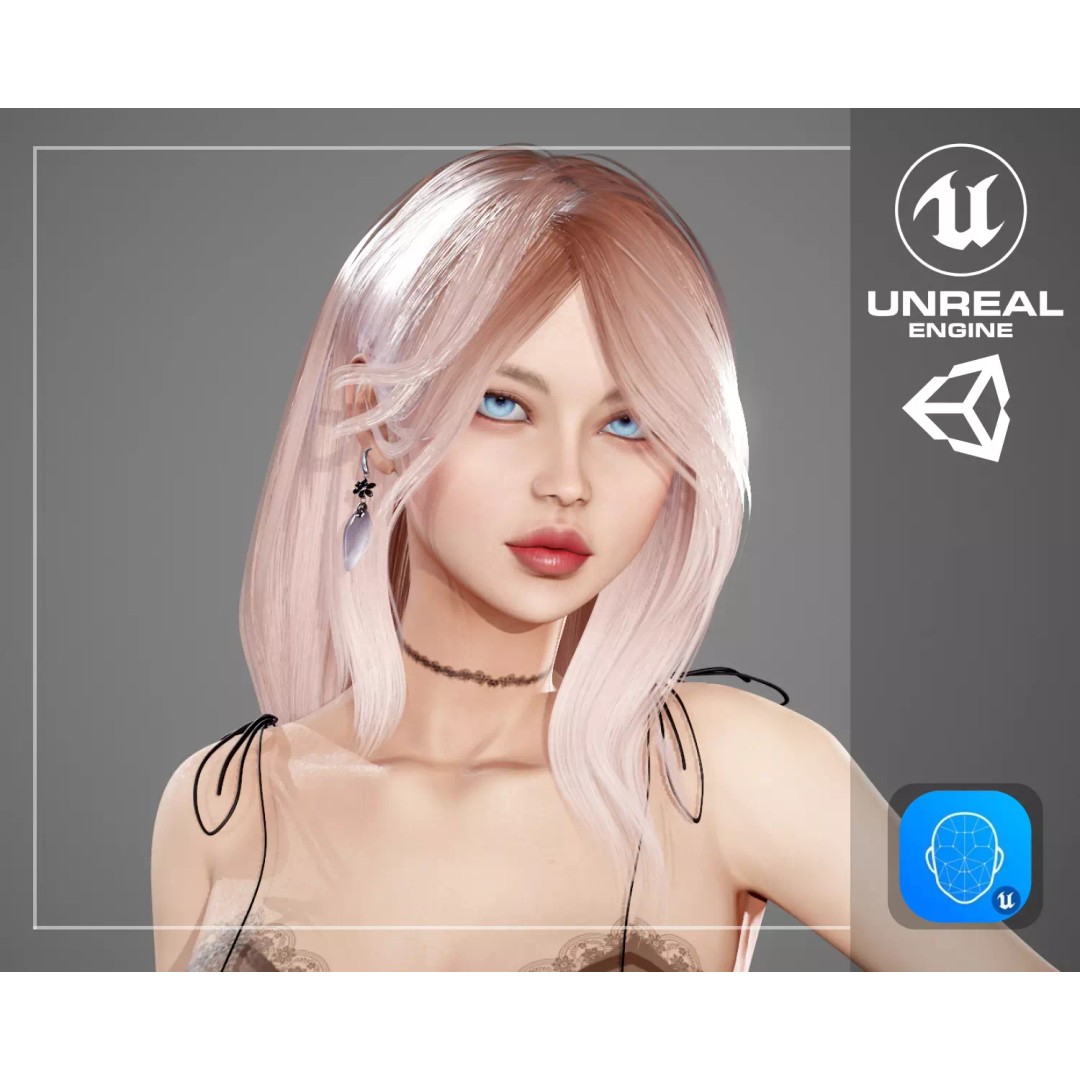 Party Girl Sophia 3D Model – Low Poly Rigged Character for Games - View 2