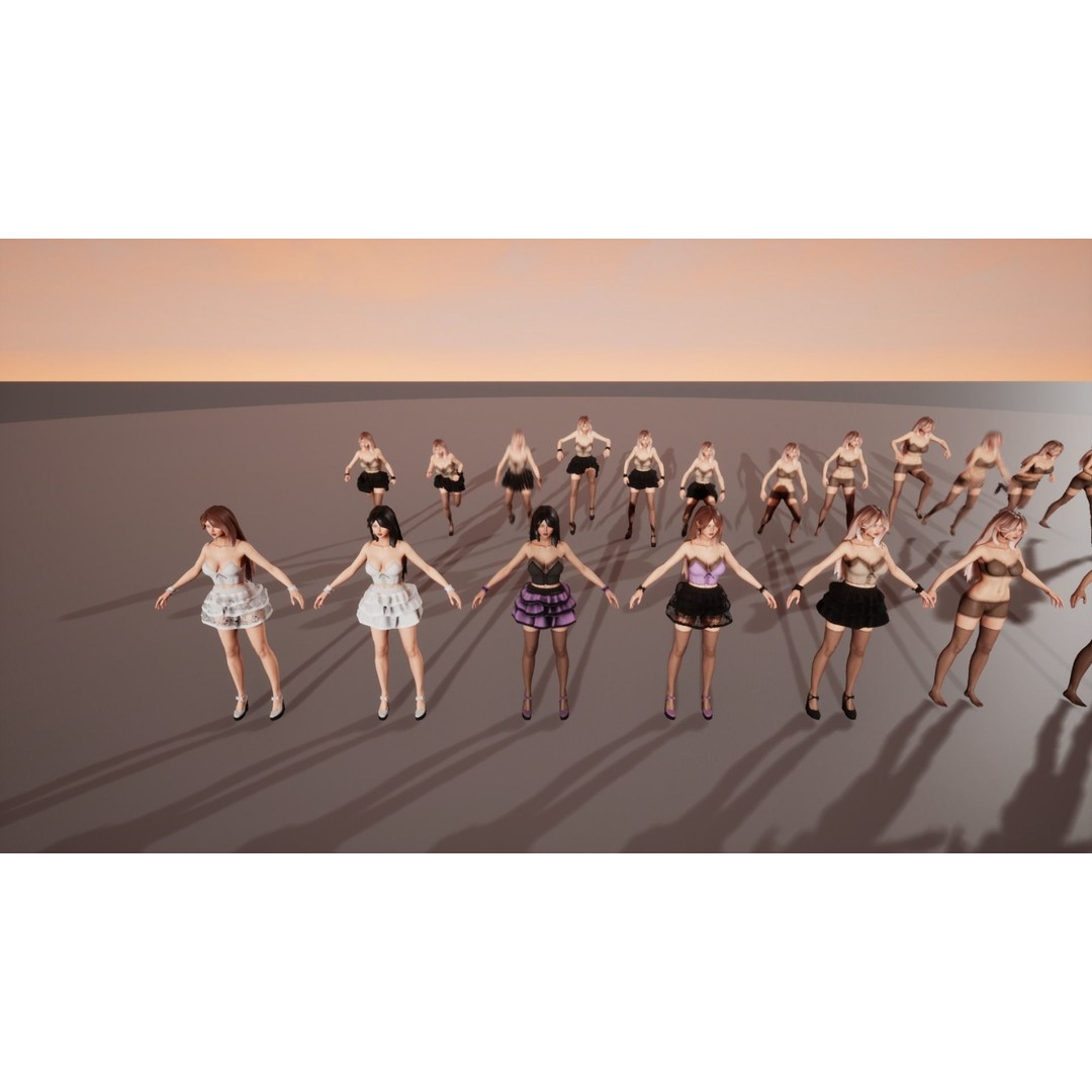 Party Girl Sophia 3D Model – Low Poly Rigged Character for Games - View 20