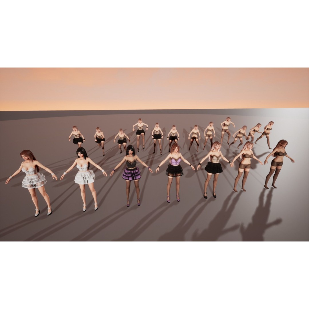 Party Girl Sophia 3D Model – Low Poly Rigged Character for Games - View 22