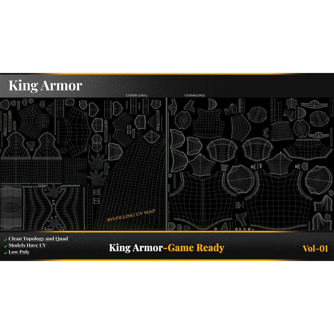 King Armor 3D Model – Low Poly Game-Ready Armor with PBR Textures - View 11