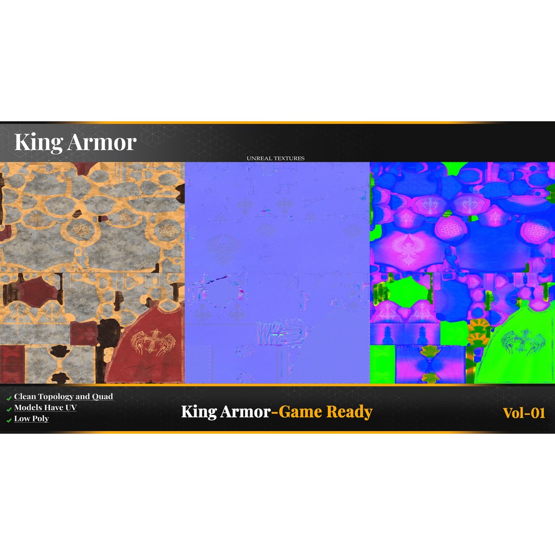 King Armor 3D Model – Low Poly Game-Ready Armor with PBR Textures - View 13