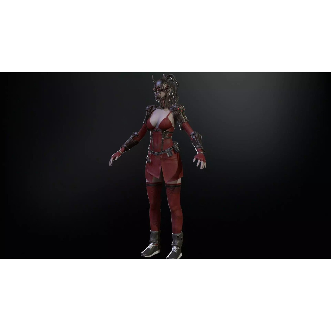 CyberGirl 3D Model – Low Poly Sci-Fi Character with Animations - View 10