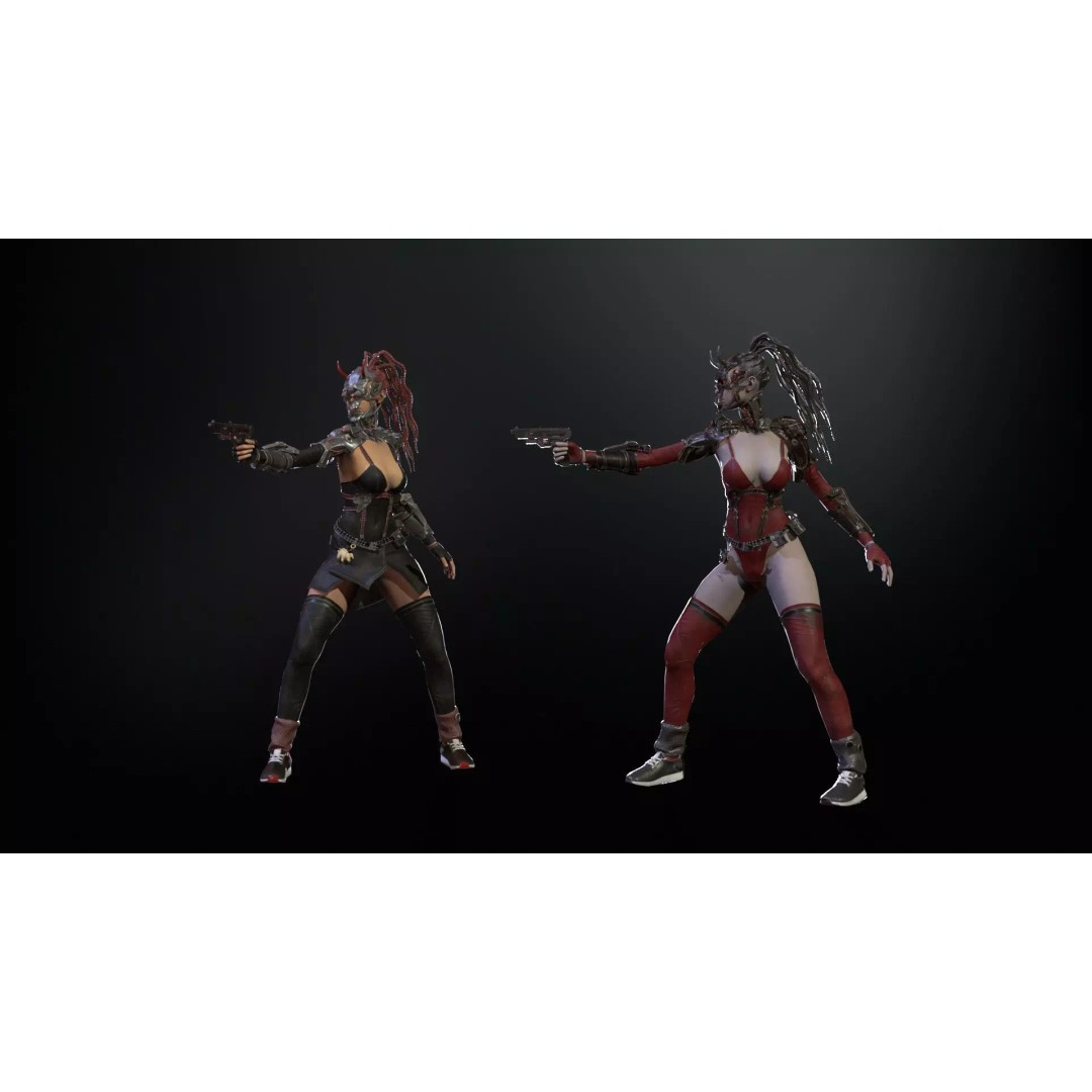 CyberGirl 3D Model – Low Poly Sci-Fi Character with Animations - View 11