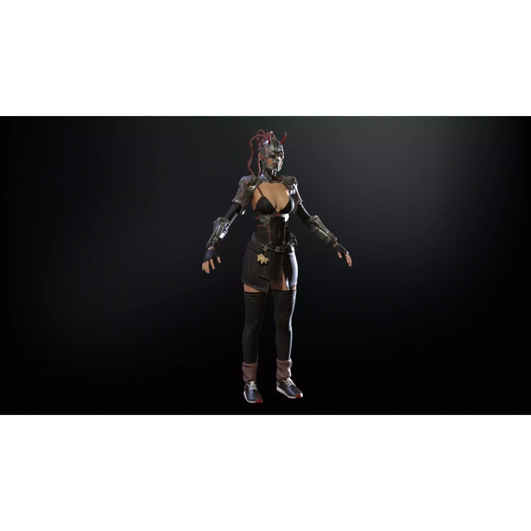 CyberGirl 3D Model – Low Poly Sci-Fi Character with Animations - View 12