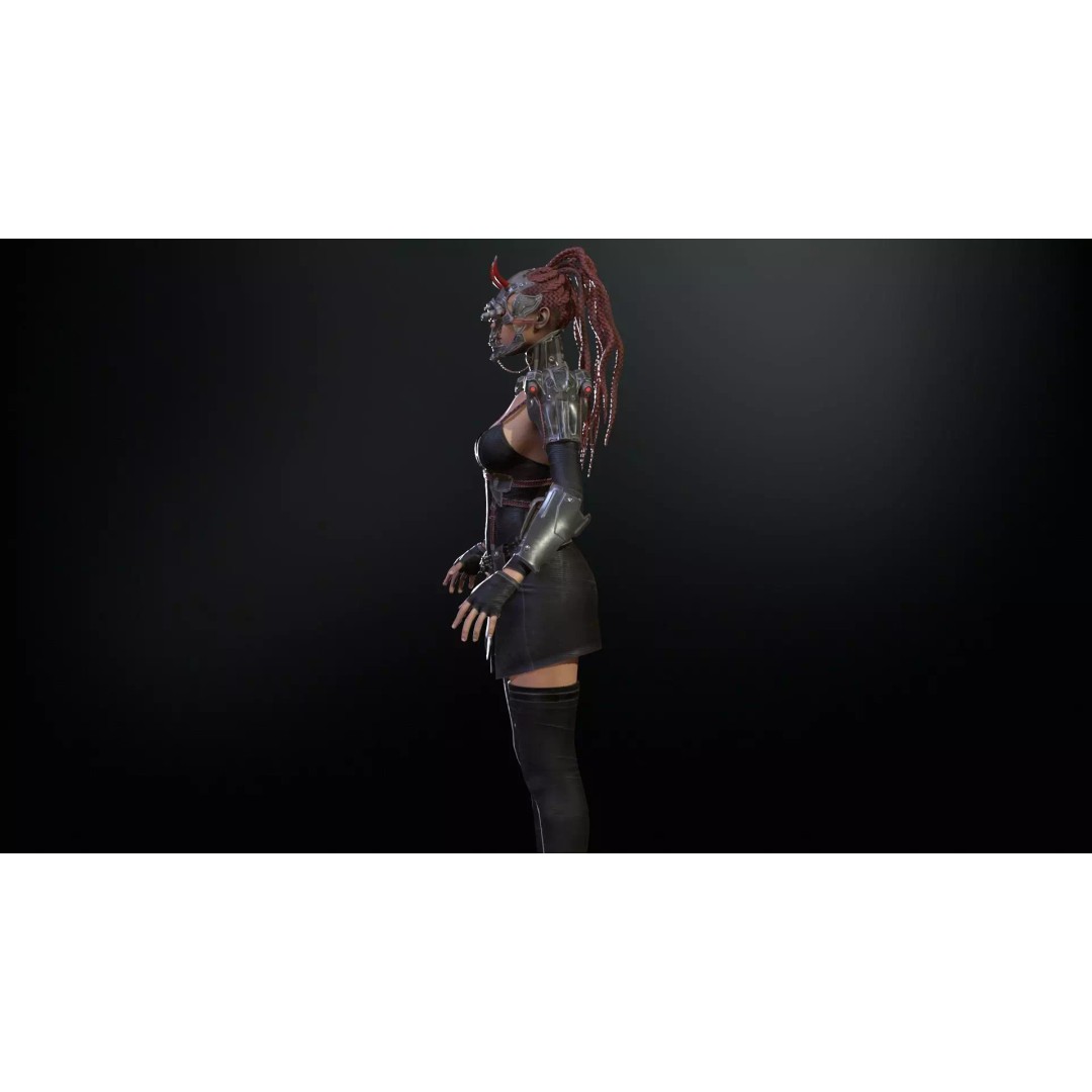 CyberGirl 3D Model – Low Poly Sci-Fi Character with Animations - View 13