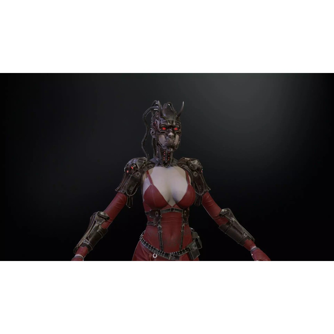 CyberGirl 3D Model – Low Poly Sci-Fi Character with Animations - View 14