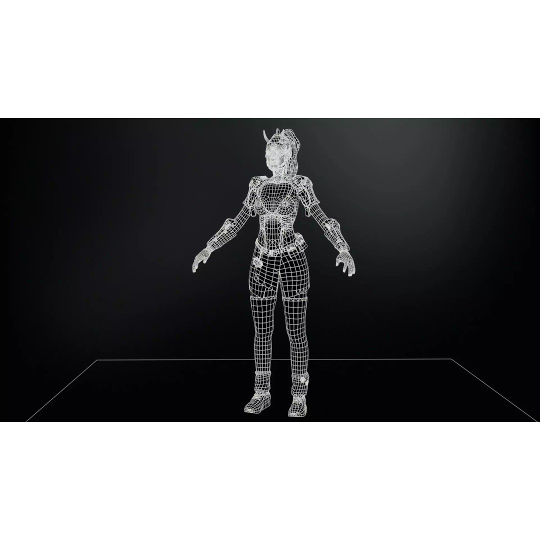 CyberGirl 3D Model – Low Poly Sci-Fi Character with Animations - View 15