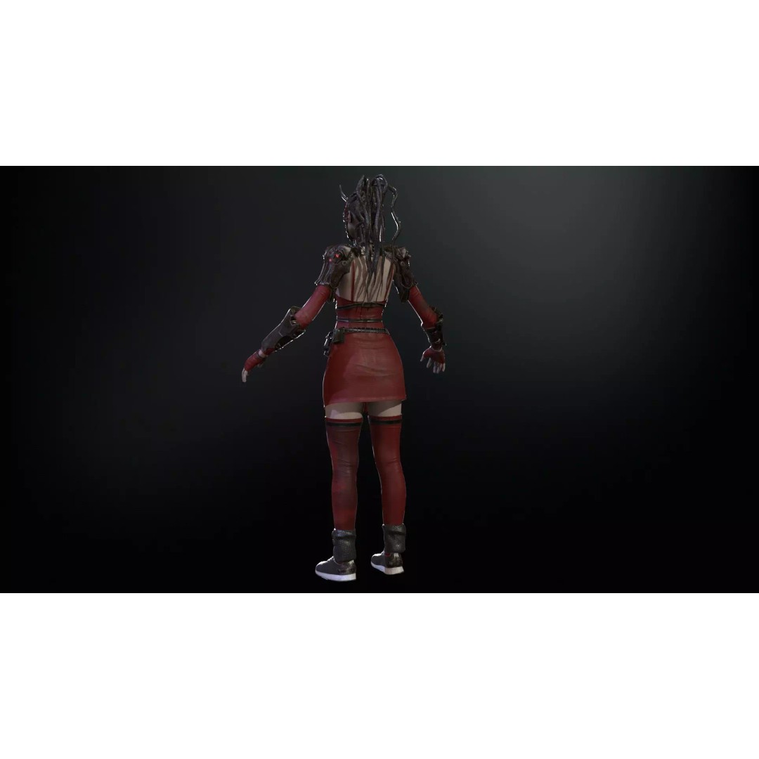 CyberGirl 3D Model – Low Poly Sci-Fi Character with Animations - View 16