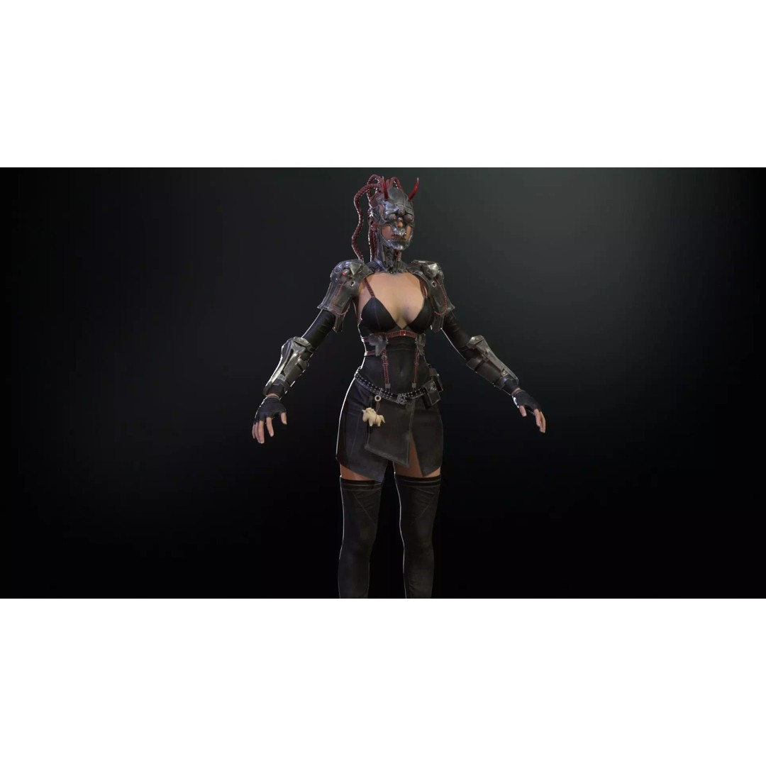 CyberGirl 3D Model – Low Poly Sci-Fi Character with Animations - View 18