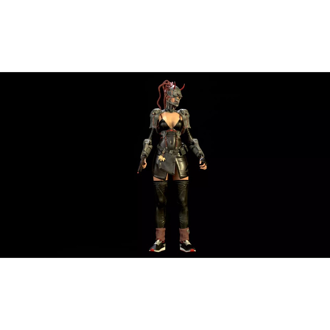 CyberGirl 3D Model – Low Poly Sci-Fi Character with Animations - View 20