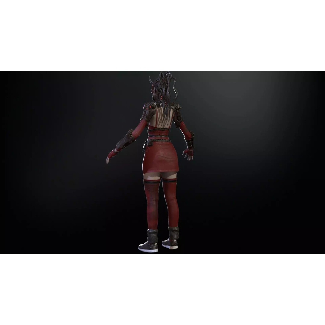 CyberGirl 3D Model – Low Poly Sci-Fi Character with Animations - View 21