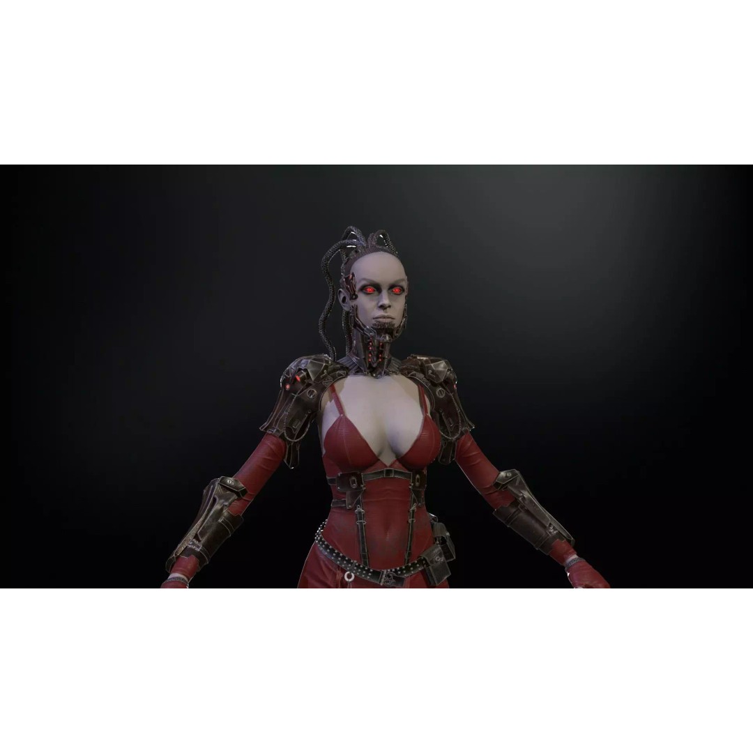 CyberGirl 3D Model – Low Poly Sci-Fi Character with Animations - View 24