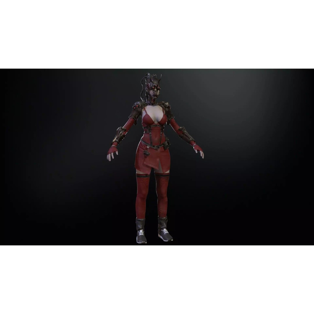 CyberGirl 3D Model – Low Poly Sci-Fi Character with Animations - View 25