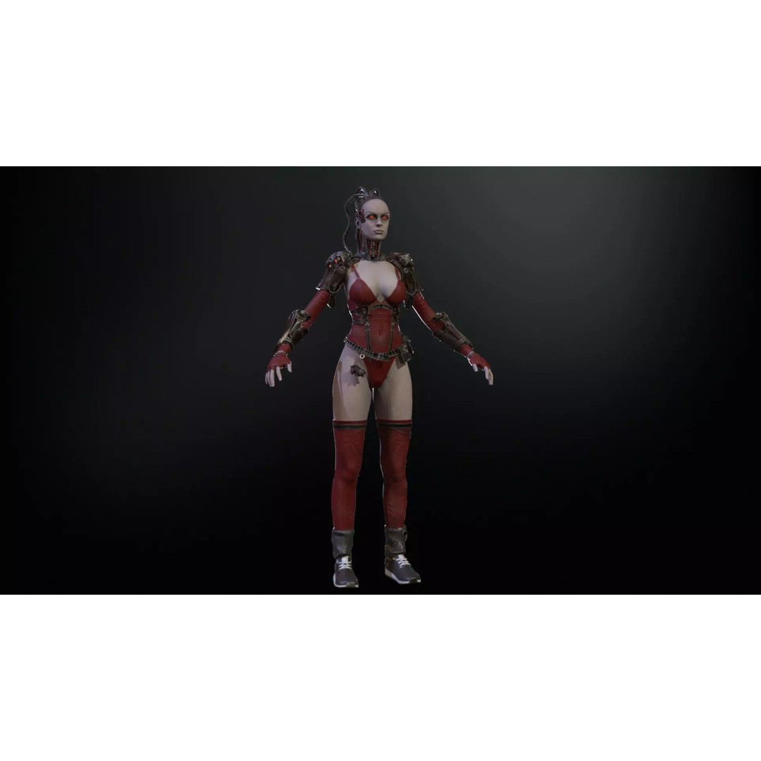 CyberGirl 3D Model – Low Poly Sci-Fi Character with Animations - View 27
