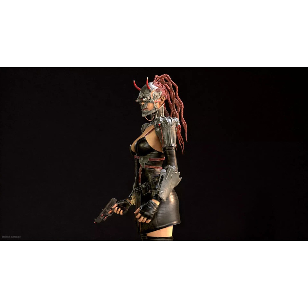 CyberGirl 3D Model – Low Poly Sci-Fi Character with Animations - View 3