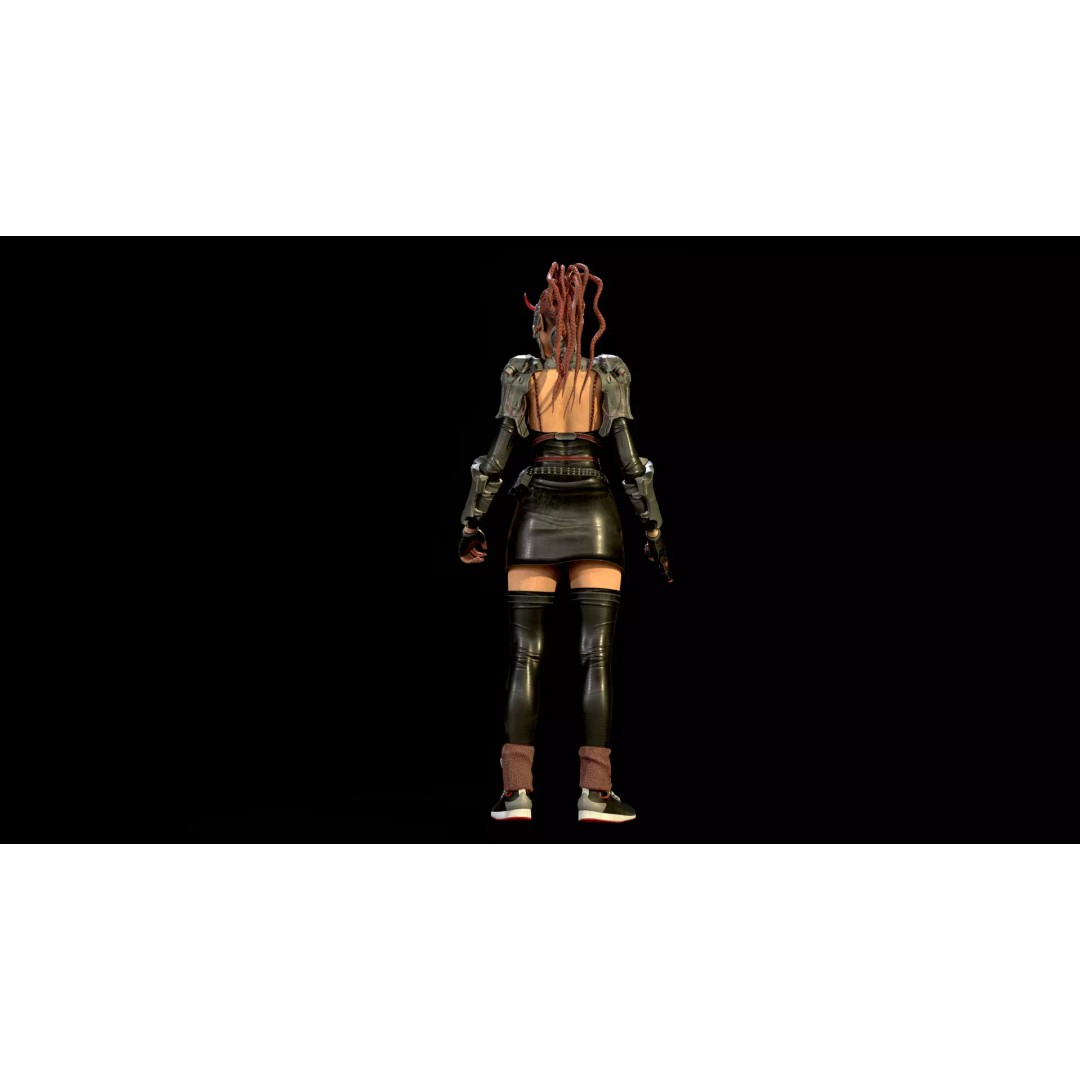 CyberGirl 3D Model – Low Poly Sci-Fi Character with Animations - View 31