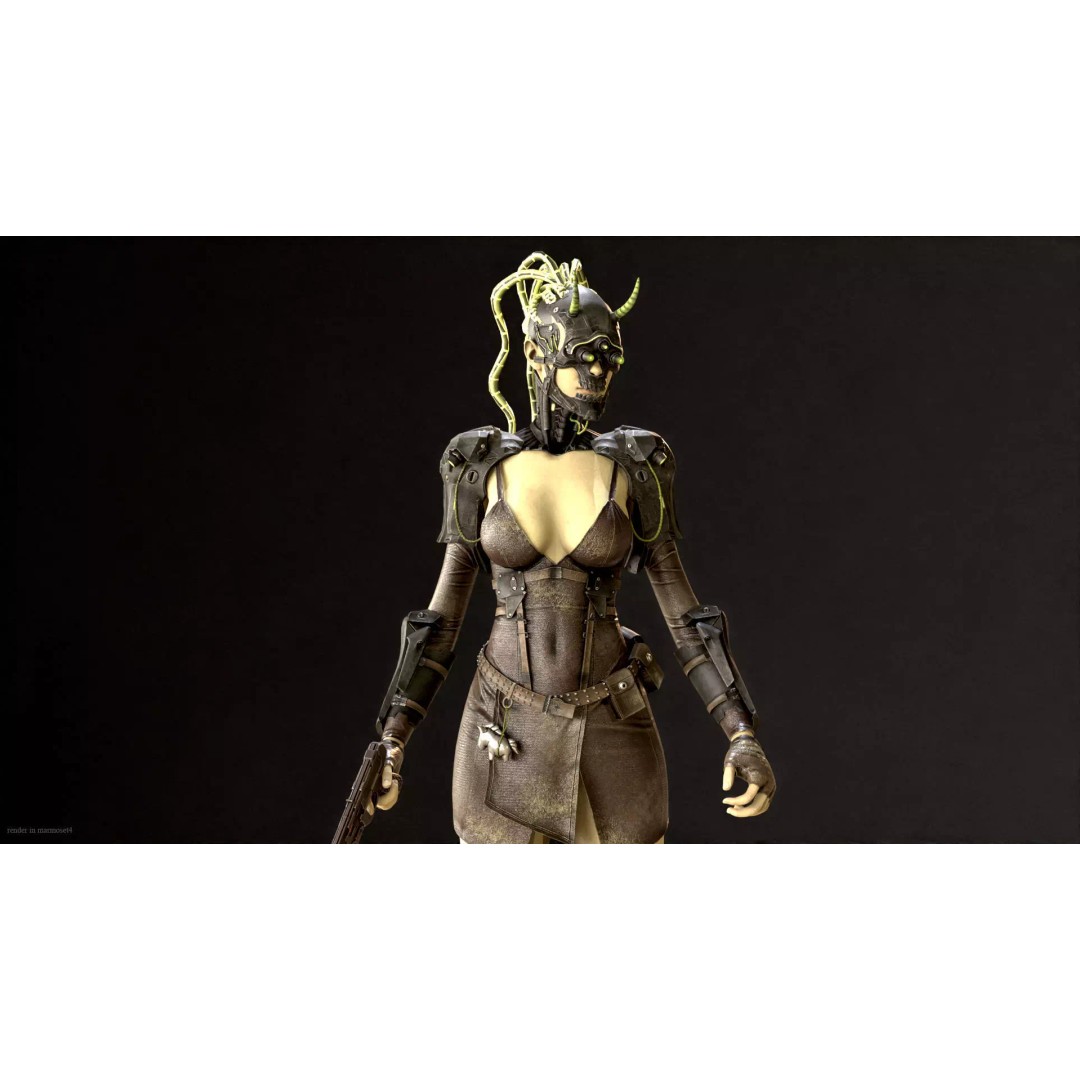 CyberGirl 3D Model – Low Poly Sci-Fi Character with Animations - View 4