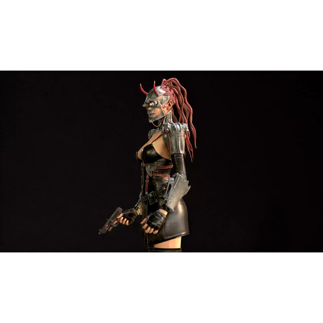 CyberGirl 3D Model – Low Poly Sci-Fi Character with Animations - View 41