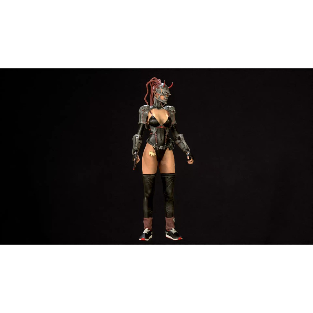 CyberGirl 3D Model – Low Poly Sci-Fi Character with Animations - View 43
