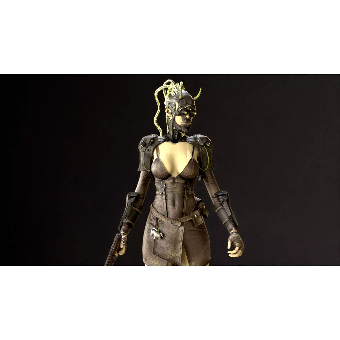 CyberGirl 3D Model – Low Poly Sci-Fi Character with Animations - View 45