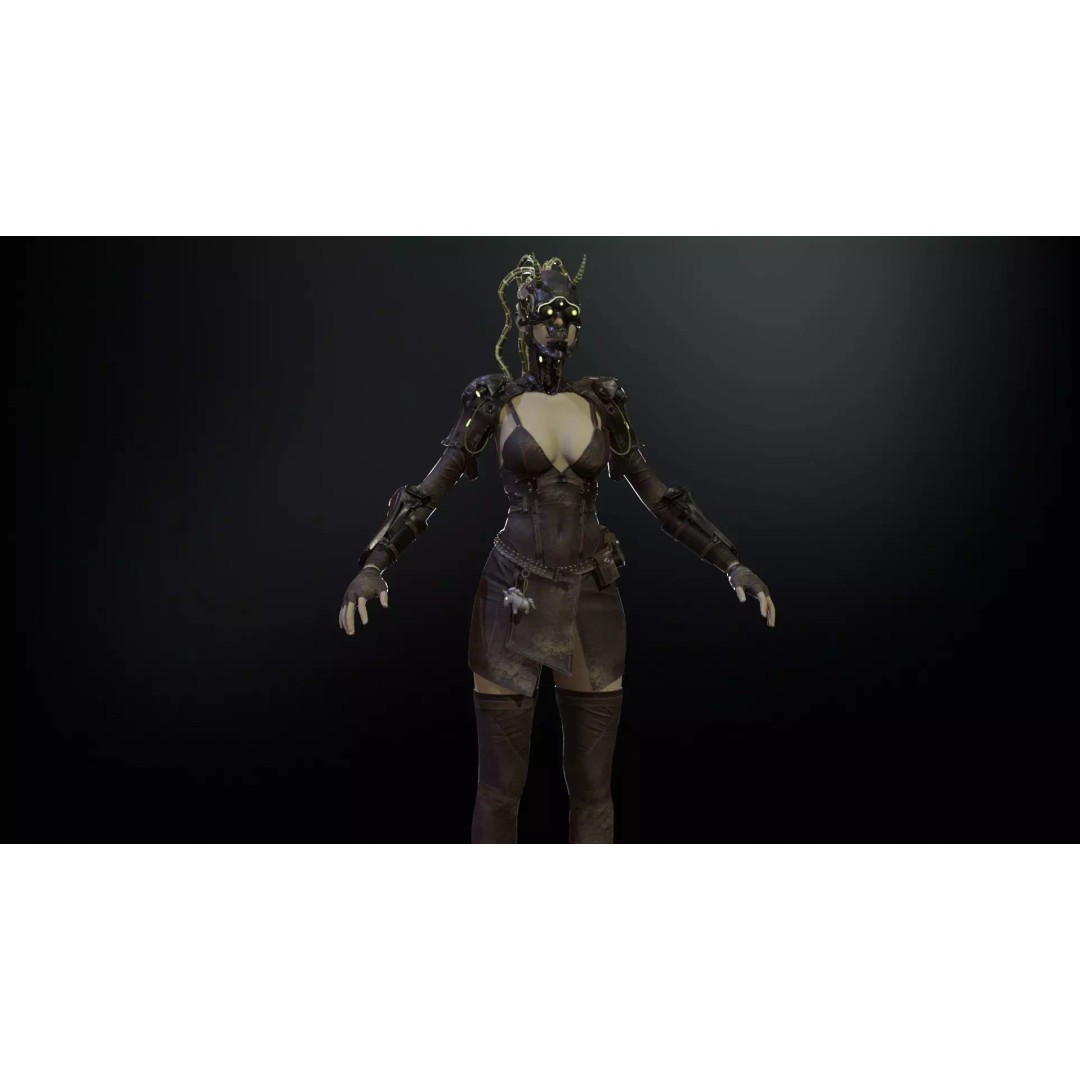 CyberGirl 3D Model – Low Poly Sci-Fi Character with Animations - View 5
