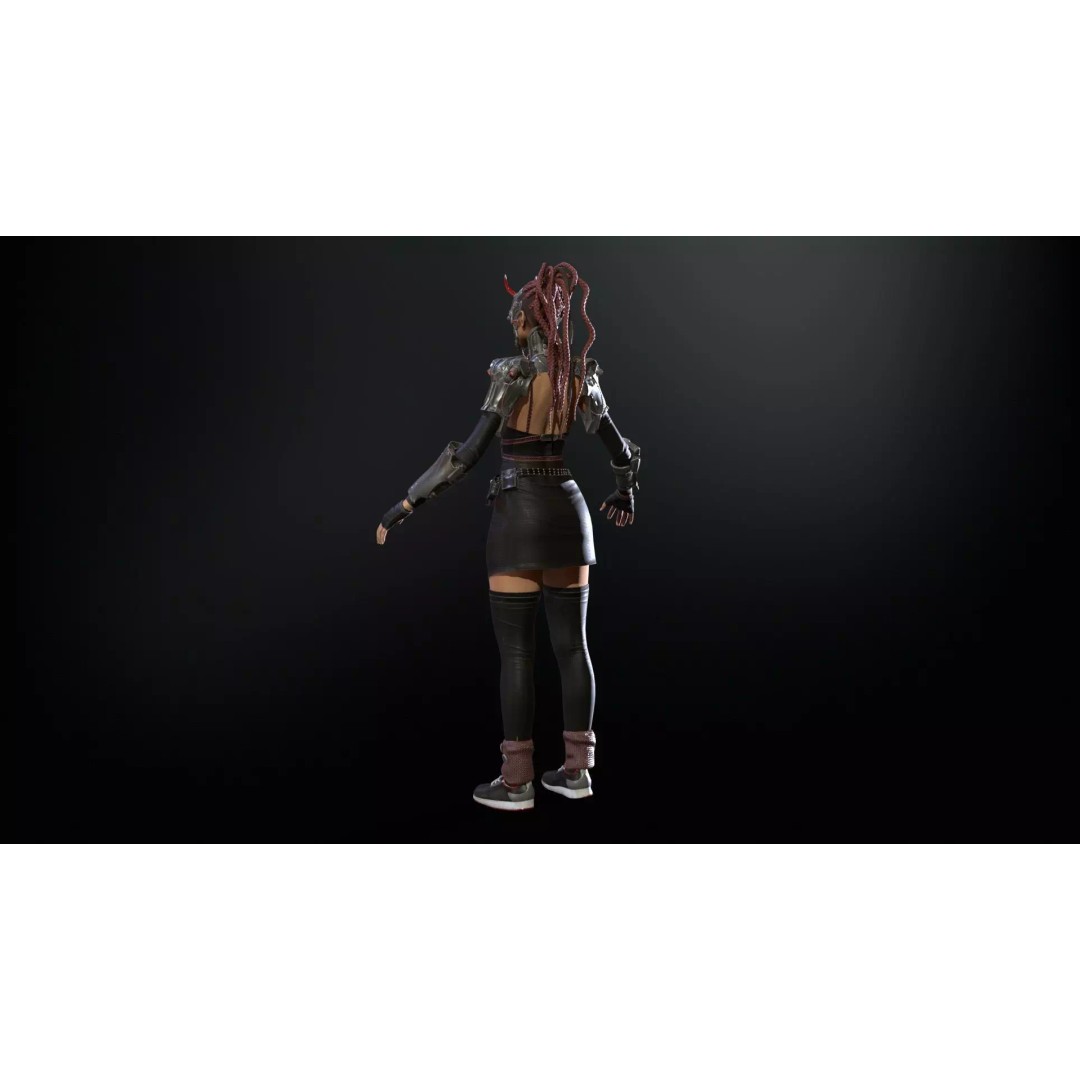 CyberGirl 3D Model – Low Poly Sci-Fi Character with Animations - View 6