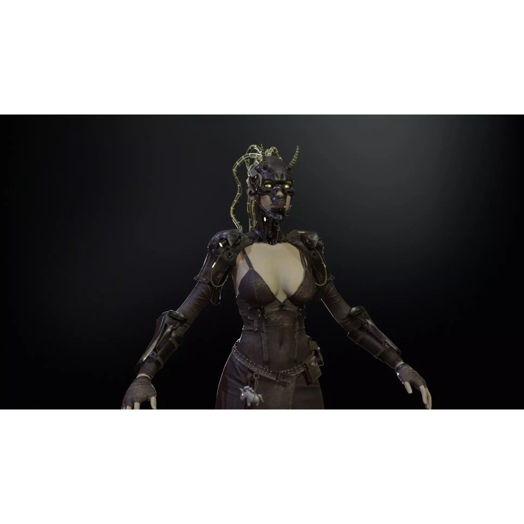 CyberGirl 3D Model – Low Poly Sci-Fi Character with Animations - View 8