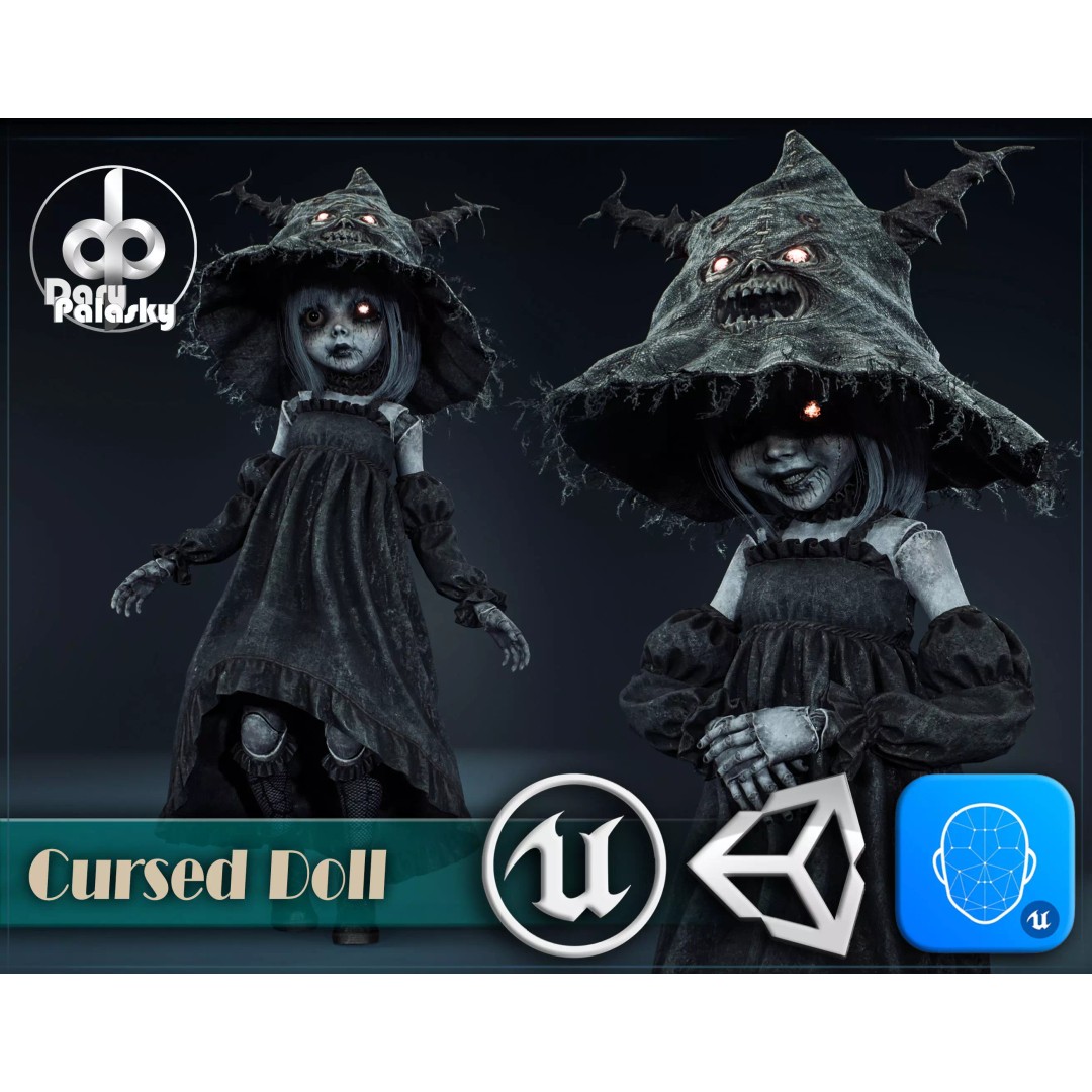 Cursed Doll 3D Model – Low Poly Character with Blend Shapes, FBX - View 2