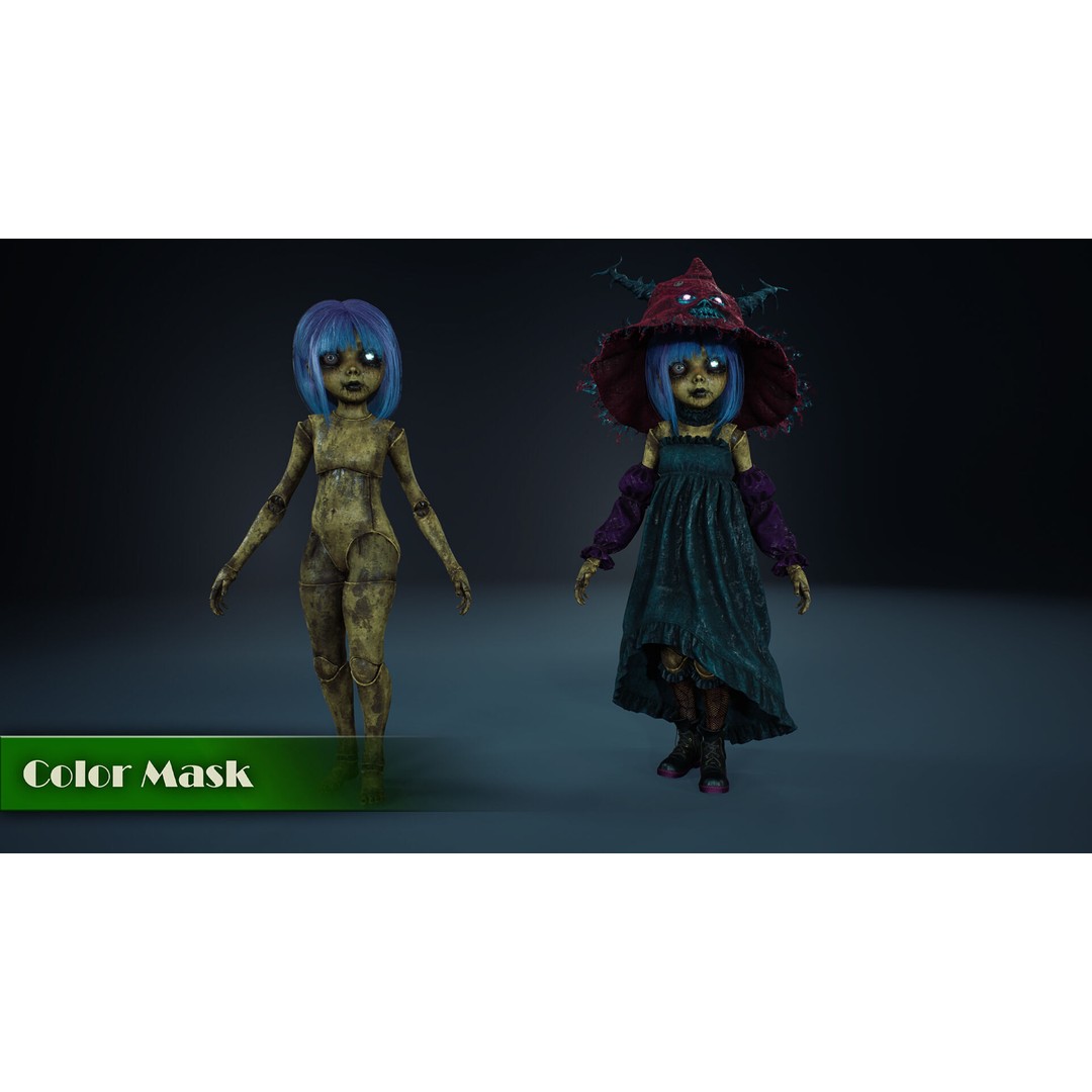 Cursed Doll 3D Model – Low Poly Character with Blend Shapes, FBX - View 4