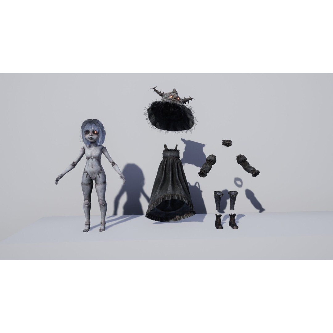 Cursed Doll 3D Model – Low Poly Character with Blend Shapes, FBX - View 8