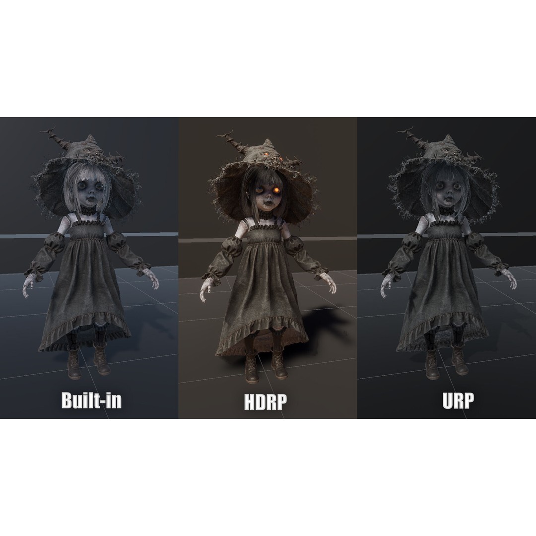 Cursed Doll 3D Model – Low Poly Character with Blend Shapes, FBX - View 9